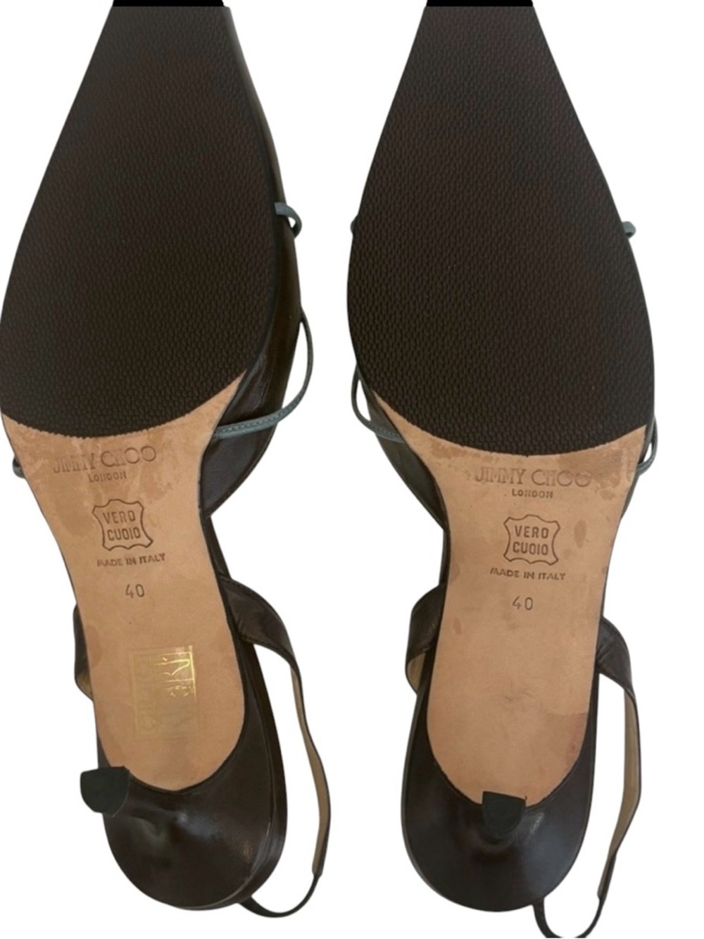 Jimmy Choo x Anya Hindmarch Rare Vintage Slingback heel Chocolate Leather EU 40 - Picture 4 of 9